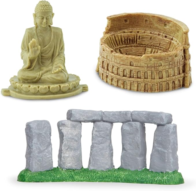 Safari Ltd. World Landmarks TOOB - 7 Figurines: Mount Rushmore, Great Wall, Easter Island heads, Colosseum, Sphinx, Stonehenge - Educational Toy Figures For Boys, Girls & Kids Ages 3+