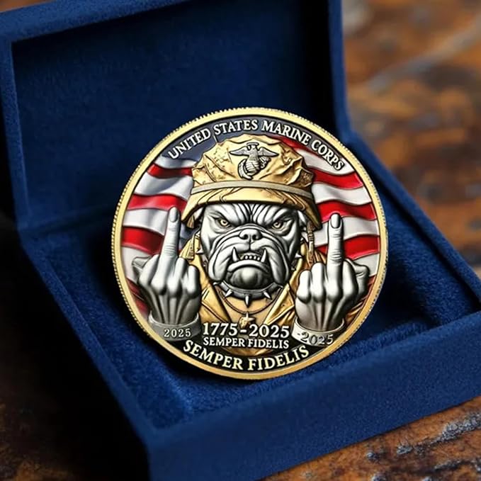 250th Anniversary Marine Corps Challenge Coin – 250 Year Military Commemorative Coin, Gifts for Veterans, Army Navy USMC Collector Coins