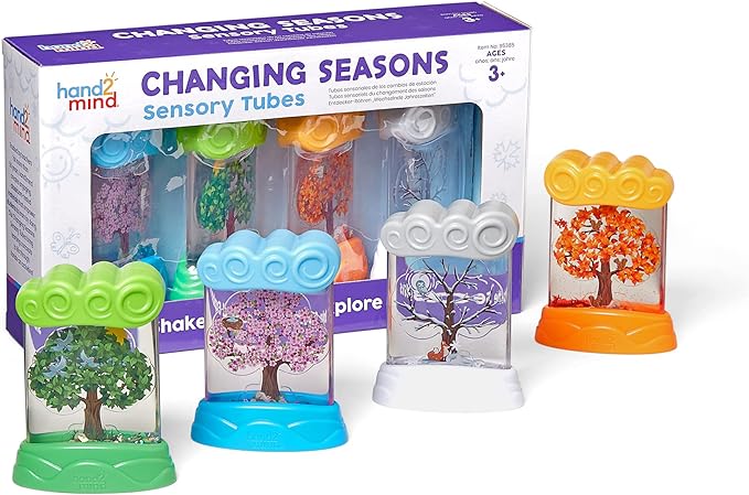 hand2mind Changing Seasons Sensory Tubes, Sensory Fidget Tubes, Learning Weather for Kids, Anxiety Calming Tools, Occupational Therapy Toys, Calm Down Corner Supplies (Set of 4) (95385)