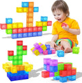 Magnetic Blocks - 32pcs Translucent Magnetic Building Blocks for Toddlers 1-3, STEM Rainbow Magnet Cubes for Kids Ages 2-4, Magnet Toys for Kids 3-5, Christmas Birthday Gifts for Girls & Boys