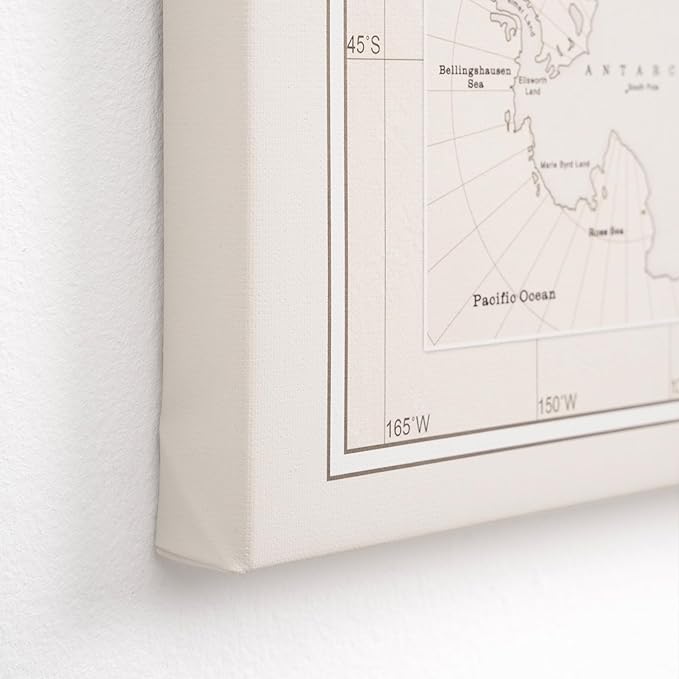 Canvas World Map with Cork Pin Board - English Lettering - Decorative Wall Decoration for All Rooms - Canvas Pictures with World Map Motif (90x60 cm, Pattern 8)