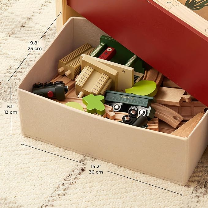 Tiny Land Large Wooden Train Table (47.9”x35.2”), 100PCS Train Set, 3 Storage Bins, Activity Playset for Kids Ages 3+