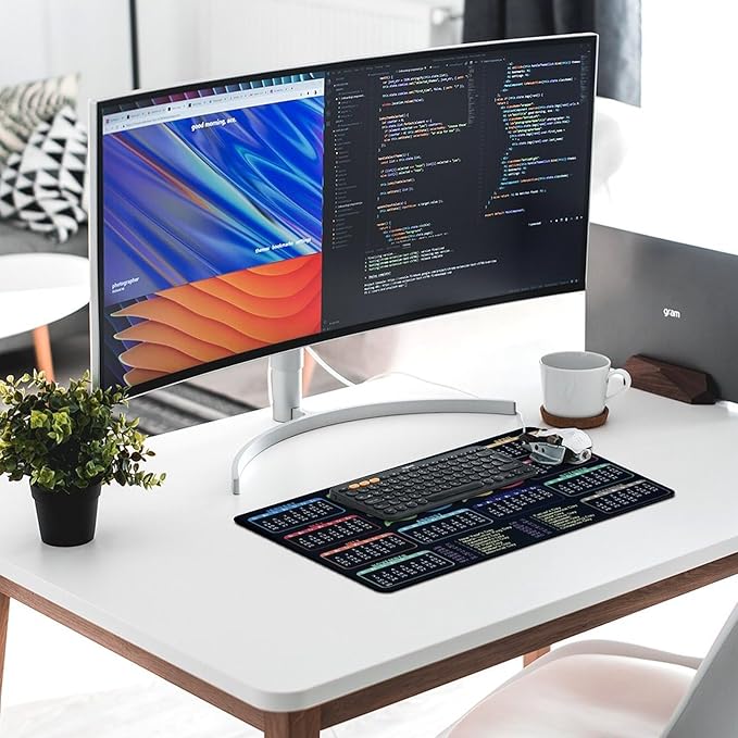 Black Calendar 2025 Desk Pad, Gaming Mouse Pad, Non-Slip Rubber Base, Stitched Edges，23.6x11.8 inch Computer Mouse Mat Keyboard for Home Office