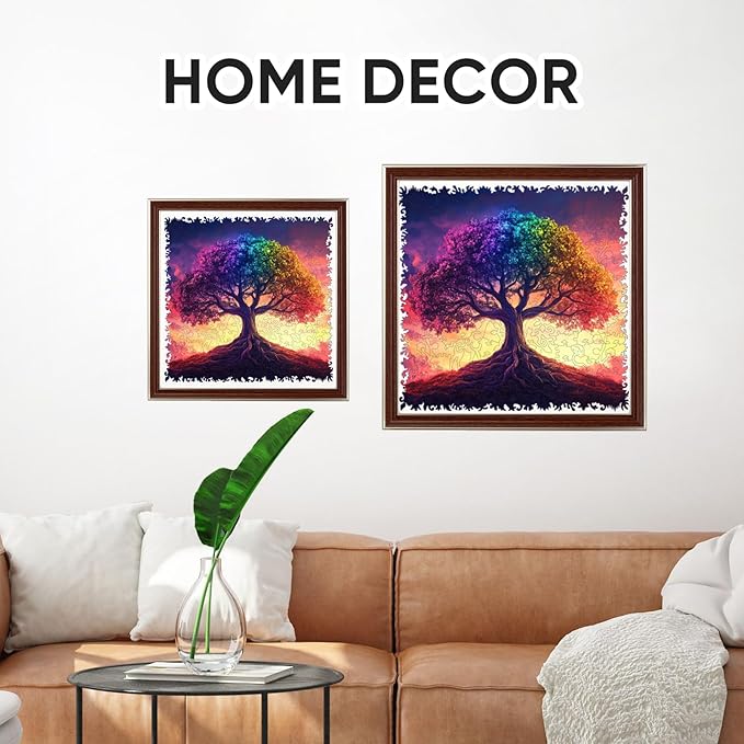 Ruikiyart Wooden Puzzles for Adults, 5MM 200 Pieces Color-Tree of Life Wooden Jigsaw Puzzles, Plant Unique Shaped Puzzle Gifts for Adults and Kids on Thanksgiving, Family Puzzle Games(11.3"*11.1")