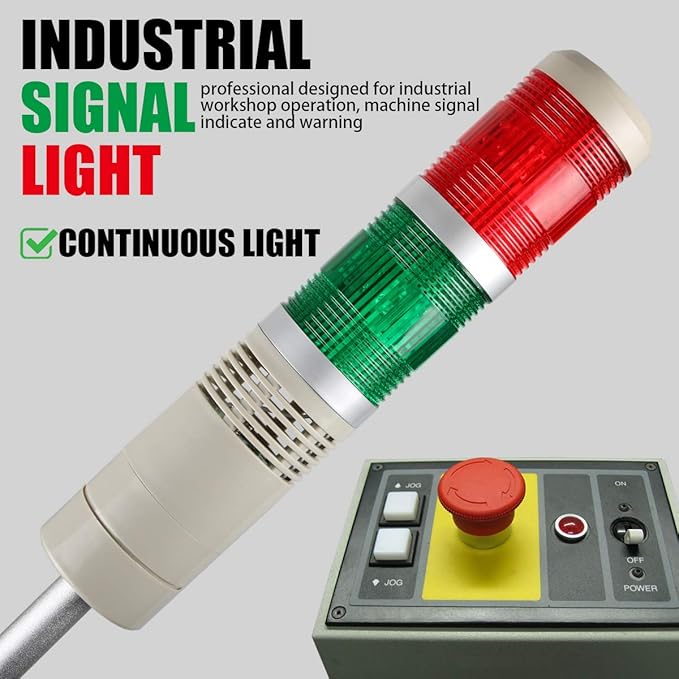 Industrial Signal Column, LED Alarm Tower Lamp Flash Indicator, 2-Layer Stack Warning Light for Safety (110V/Steady ON)