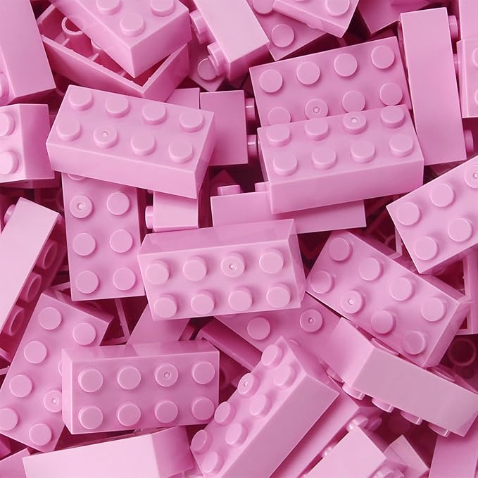 Feleph 100pcs 2x4 Bricks Bright Pink Pieces Parts Classic Building kit Play Set Basic Blocks Toy Compatible with 3001 Major Brands