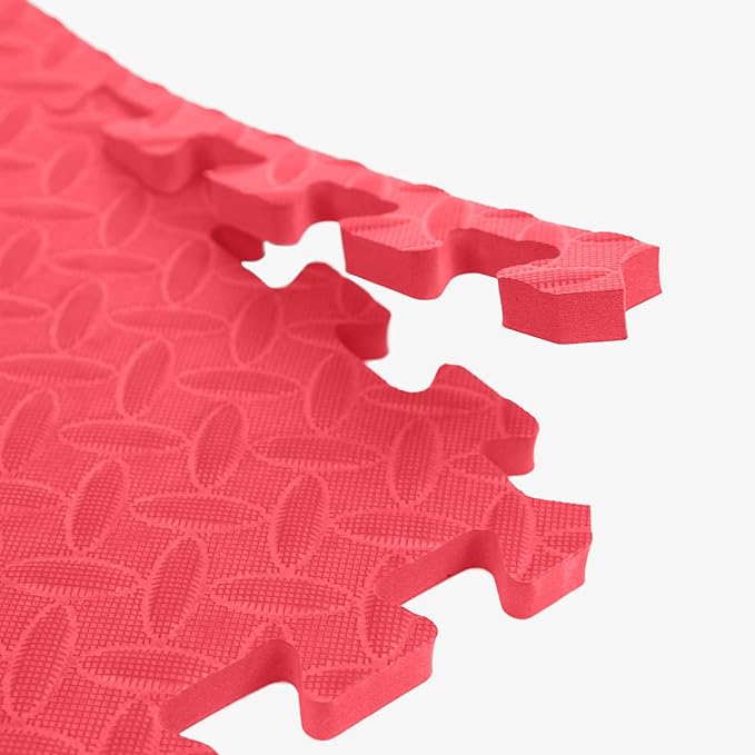IncStores 1/2 Inch Thick Diamond Soft Foam Flooring Tiles | High-Density Interlocking Foam Tiles for Rugged Style in Your Home Gym, Playroom, and More | Red, 49 Tiles