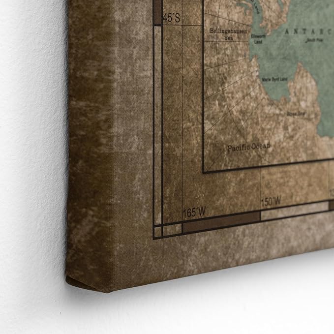 Canvas World Map with Cork Pin Board - English Lettering - Decorative Wall Decoration for All Rooms - Canvas Pictures with World Map Motif (120x80 cm, Pattern 12)