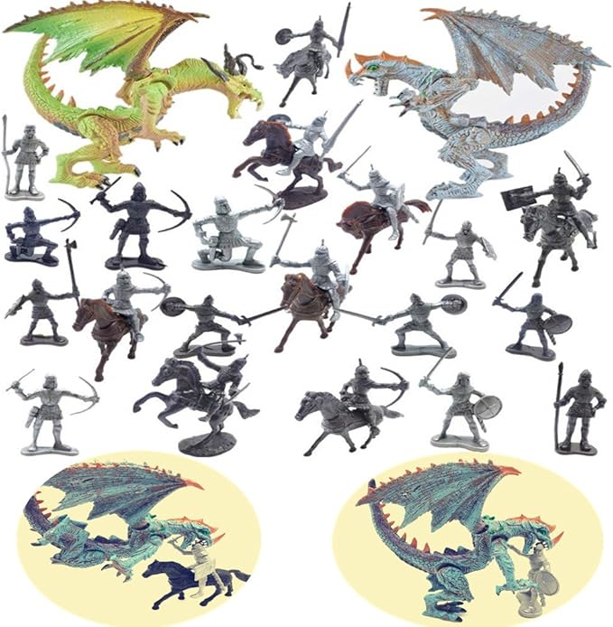Guaishou Dragon Knight Action Figure Horse with Lance Fantasy World Ancient Soldiers Warriors Army Cavalry Party Favors Classic Soldier Toys