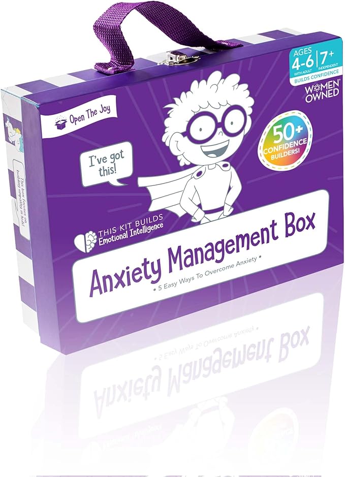 Open The Joy Anxiety Management Box for Kids - DIY Wooden Mailbox, Air-Dry Clay Kit, Origami Crafts, Confidence Cards, and Emotional Learning Activities - Ages 4+