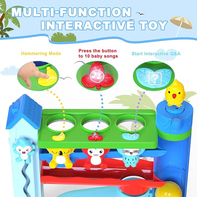 Hammer Montessori Toddler Toys, Interactive Musical Toy for 1-2 Year Old Boys & Girls,STEM Educational Toy with English & Spanish, for Ages 6-9,9-12,12-18,18-24+ Months