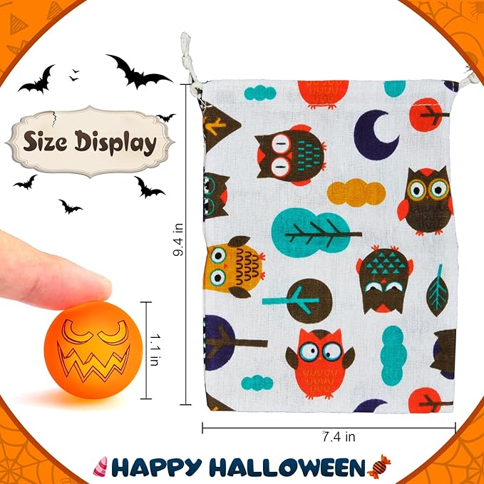 100pcs Glow in The Dark Bouncing Balls,8 Halloween Theme Designs Bouncy Toys Balls, Halloween Party Favors Supplies, Trick or Treating Goodie, Halloween Miniatures,School Classroom Game Rewards