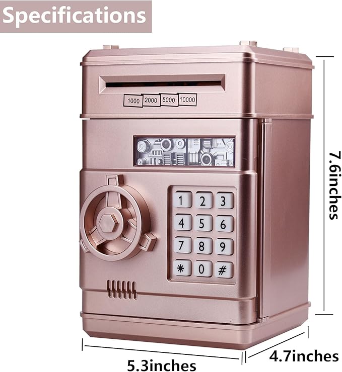 Piggy Bank for Kids, ATM Electronic Password Cash Coin Bank, Money Saving Box for Kids, Boys Girls Birthday Gift (New Rose Gold)