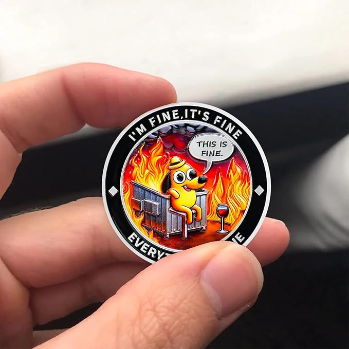 AtSKnSK Memento Mori Coin Momento Mori Coin Skull Coin Stoic Gifts Memento Mori Calendar Living Memento Mori Amor Fati Coin (Calm in The Fire Skeleton Dog)
