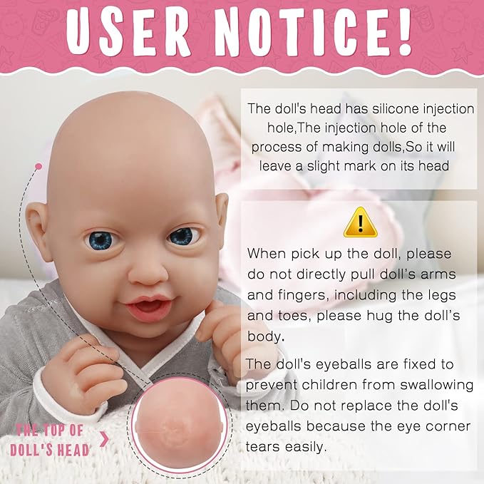 Vollence 14 inch Full Silicone Baby Dolls Realistic, Not Vinyl Dolls, Real Lifelike Silicone Baby Doll for Child Christmas, Children's Day - Boy