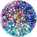 Aipridy Assortment European Large Hole Beads Spacer Beads Rhinestone Craft Beads for DIY Charms Bracelet Jewelry Making (Purple-Lake Blue-Blue)