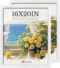 16x20 Picture Frame 2 Pack, Textured White Solid Wood, Wall Gallery Poster Frame