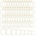 Pndeyo 60pcs Hypoallergenic Earring Beading Hoops, Mix Sizes Round Hoop Earrings Findings, Open Earring Wire Ring Accessories for Jewelry Making- Gold