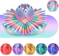 GearSphere 3D Printed Spin Ball or Cube Fidget Toy, Fidget Ball Gear Toy for Stress and Anxiety Relief, Desk Toy for Adults & Kids (Rainbow, 3.1 Inch)