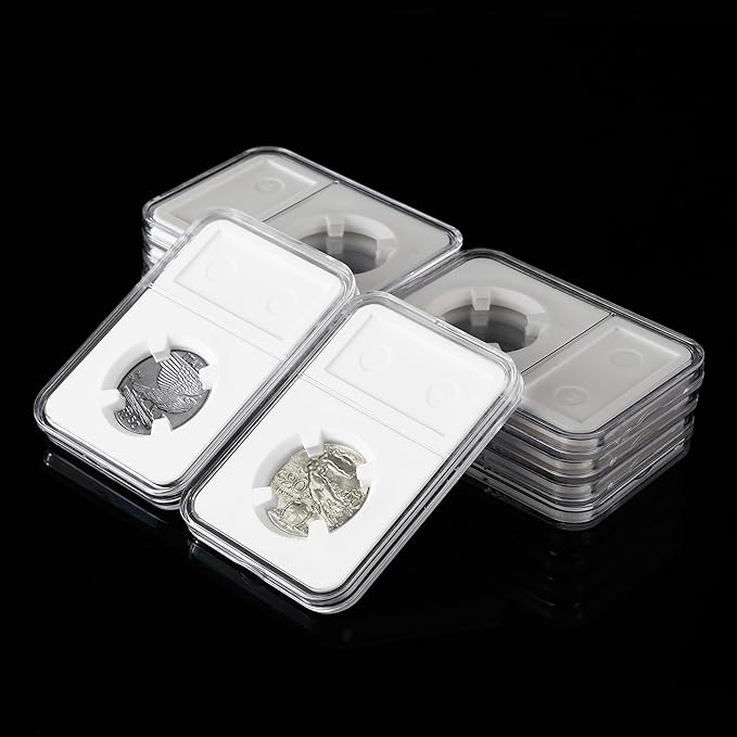 10-Pack 18mm Coin Slab Display Holder, Clear Acrylic Storage Case for Seated Liberty, Barber, Winged Liberty (Mercury), Roosevelt Dimes and Other 18mm Coins, Four-Point Fixation Coin Collection Box