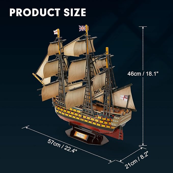 CubicFun 3D Puzzles Large HMS Victory Vessel Ship Sailboat Model Kits for Adults and Teens Toys, 189 Pieces, T4019h