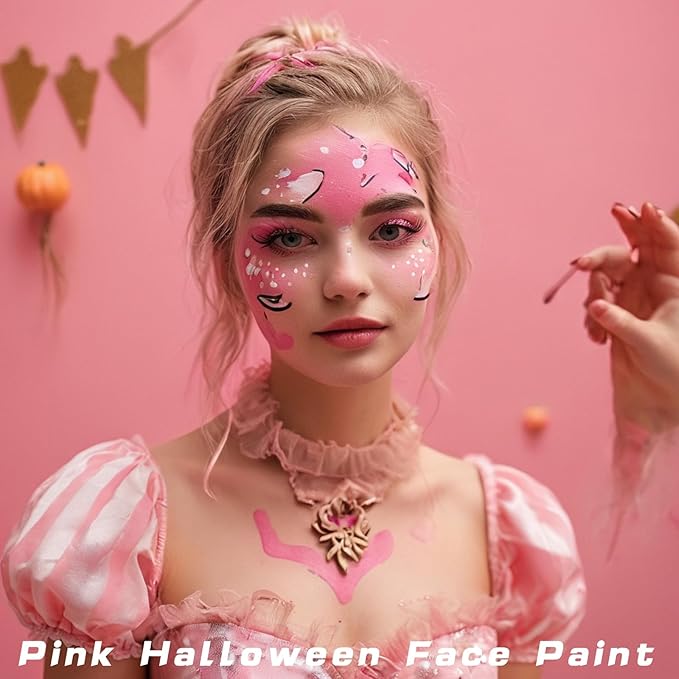MEICOLY Pink Face Body Paint Stick(1.06Oz),Waterproof Sweatproof Pink Eye Black Softball/Baseball/Football,Cream Body Paint,Blendable Face Paint for Halloween Special Effects SFX Makeup