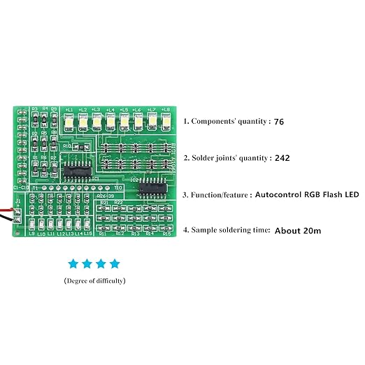 SMD Soldering Practice Kit DIY 15-Way RGB Flash LED Autocontrol SMT Electronics Projects Learn How to Soder(0315CD4)