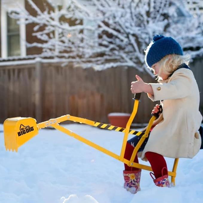 Big Dig Outdoor Toy Excavator Digger Playset w/ 360 Rotation for Kids Ages 3 & Up, Yellow