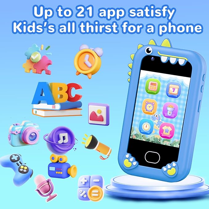 Lapare Kids Phone for Boys, Touchscreen Toy Phone with Dual Camera, Music & Games, Pretend Learning Toy Phone for Toddler with 32GB SD Card