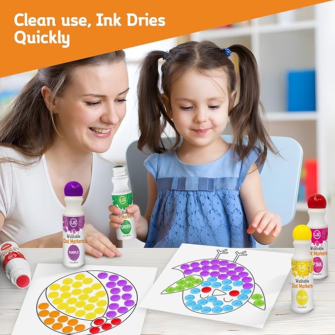 Dot Markers, Bingo Daubers, Washable 8 Colors Dot Markers for Toddlers and Kids Dot Art. Toddler arts and crafts