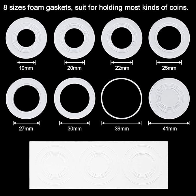 41mm Coin Capsules, with Foam Gasket and Plastic Storage Box, for Coin Collection