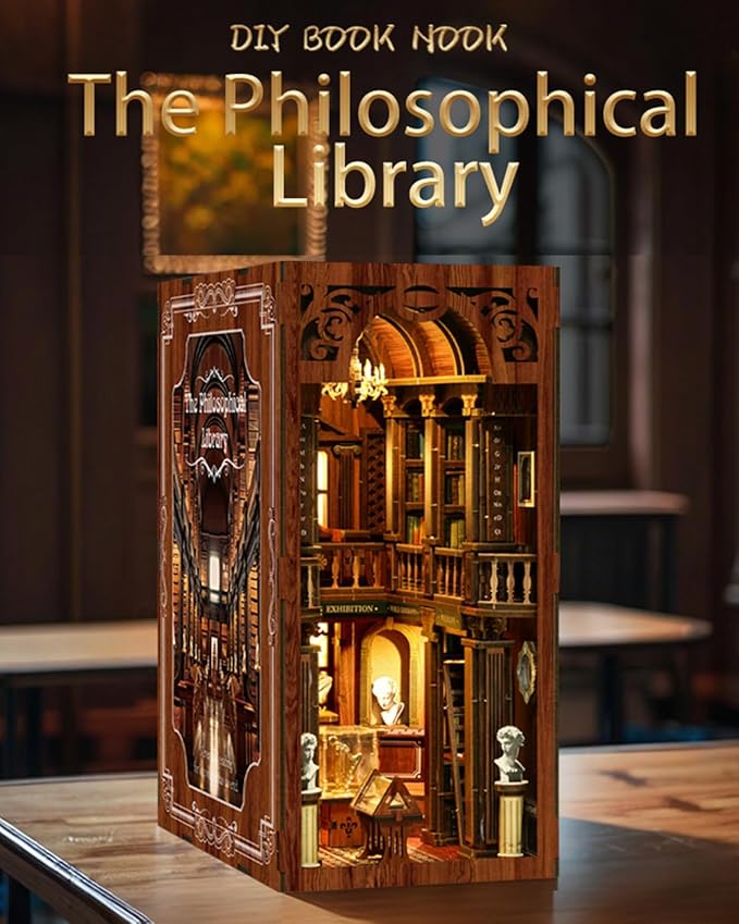 Book Nook Kit - DIY Miniature House Dollhouse 3D Puzzles for Adults and Teens - Gifts for Family and Friends Bookshelf Decor Tiny House Model Build with LED Light (BV02-014)