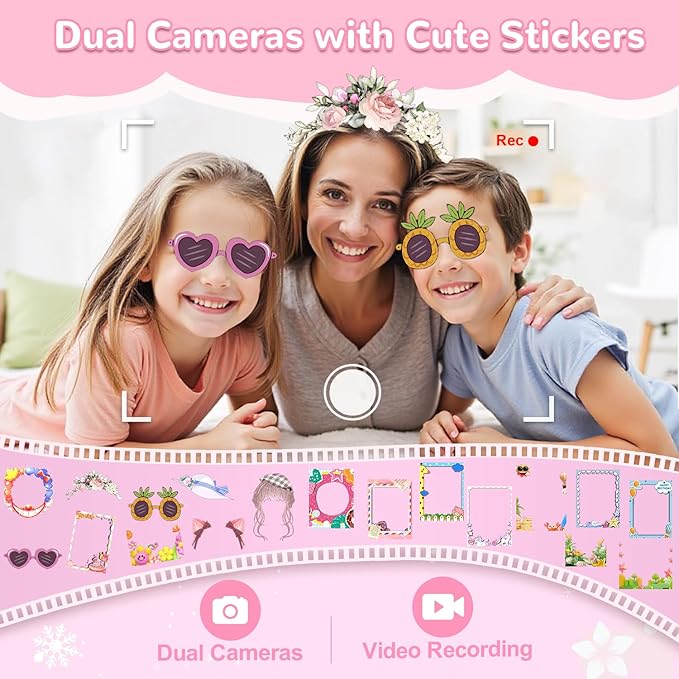 Lapare Kids Smartphone Toy, Toddler Learning Toy Phone with Dual Camera, Game, Music Player, Christmas Birthday Gifts for Girls Age 3-8