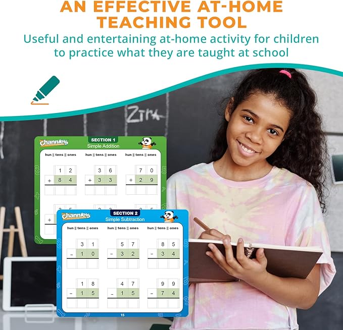 Channie’s Double Digit Addition and Subtraction Flash Cards, 30 Dry Erase Educational Math Flash Cards for Kids, Ideal for 1st to 3rd Grade, Level 2 Color-Coded Cards, 360 Two-Digit Problems
