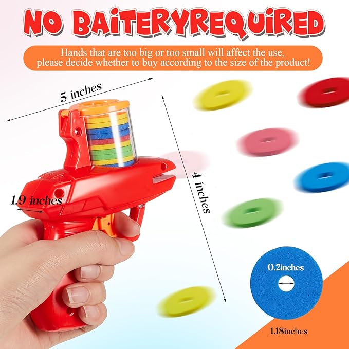 Sumind 4 Pcs Foam Disc Shooter Zip Shot Shooter Disc Launcher (Orange,Green,Red,Blue)
