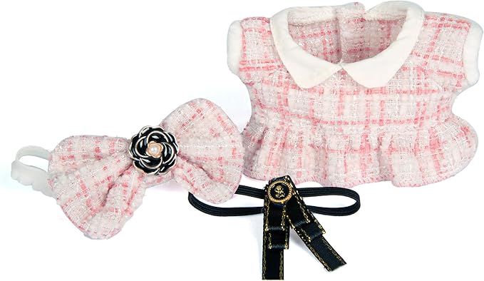 Premium Doll Clothes for Labubu - Luxury Chic Style Set for 17cm Dolls, Doll Outfit for Display, Collectors, Gift - Cute Miniature Fashion Accessories - Pink Camellia (No Dolls)