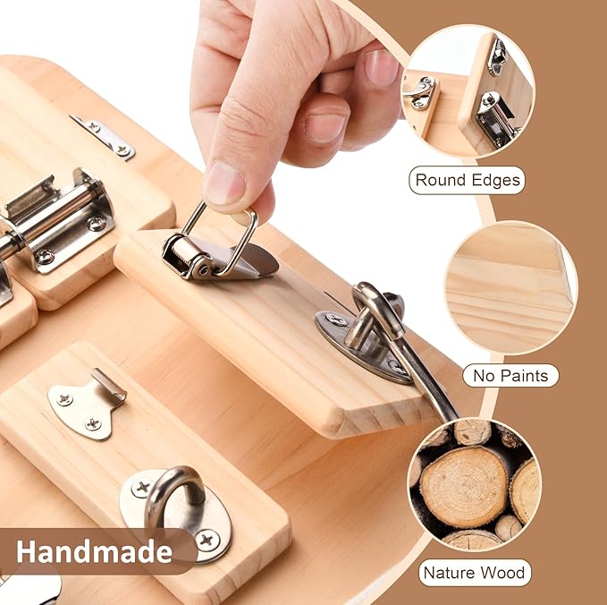 Potatomato Montessori Large Busy Board for Toddlers 1 2 3 4 Years Old - 21 in 1 Wooden Sensory Educational Toys -Fidget Toys for Autistic Children-Preschool Learning Activities Fine Motor Skills