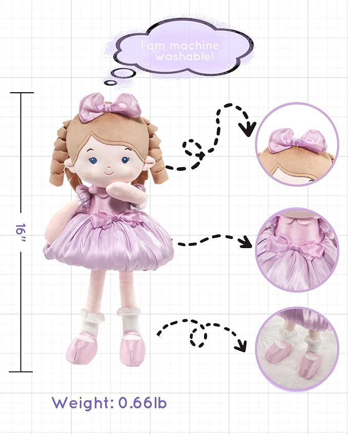 LeyaDoll Soft Baby Doll Toys (16''), My First Baby Rag Doll for 1 Year-Old Girl Birthday Gift, Christmas Plush Toys Gift for Toddler Kids Infants-Princess Aurora