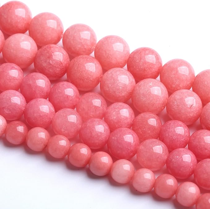 8MM 45PCS Natural Stone Pink Jade Beads Rhodochrosite Chalcedony Beads for Jewelry Making DIY Bracelet 1 Strand