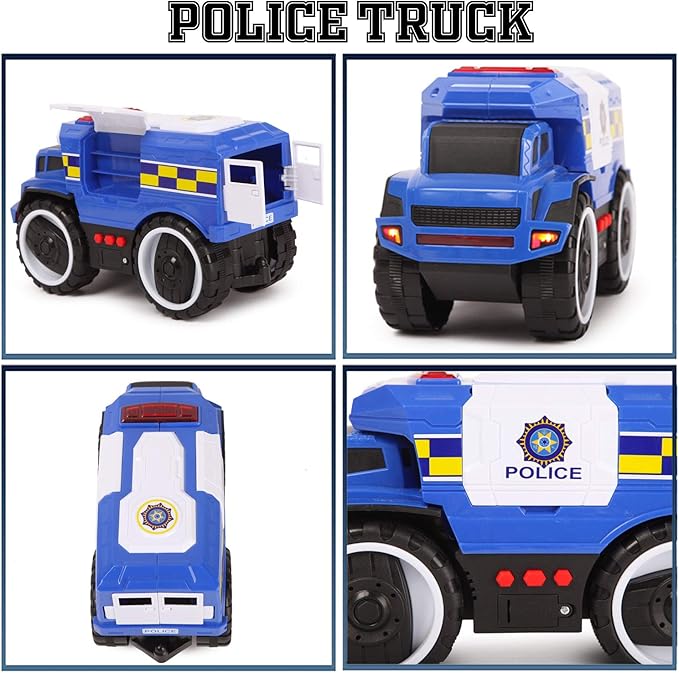 Liberty Imports Big Wheel Police Monster Truck Toy, Friction Powered Police Car for Kids with Lights & Sounds – Large Wheels, Opening Doors, and Realistic Police Siren Effects