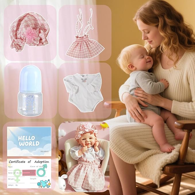 Full Silicone Baby Dolls,16.65 in Silicone Realistic Newborn Baby Doll, Non Vinyl 1:1 Lifelike Reborn Sleeping Dolls (Bella-Ivory)