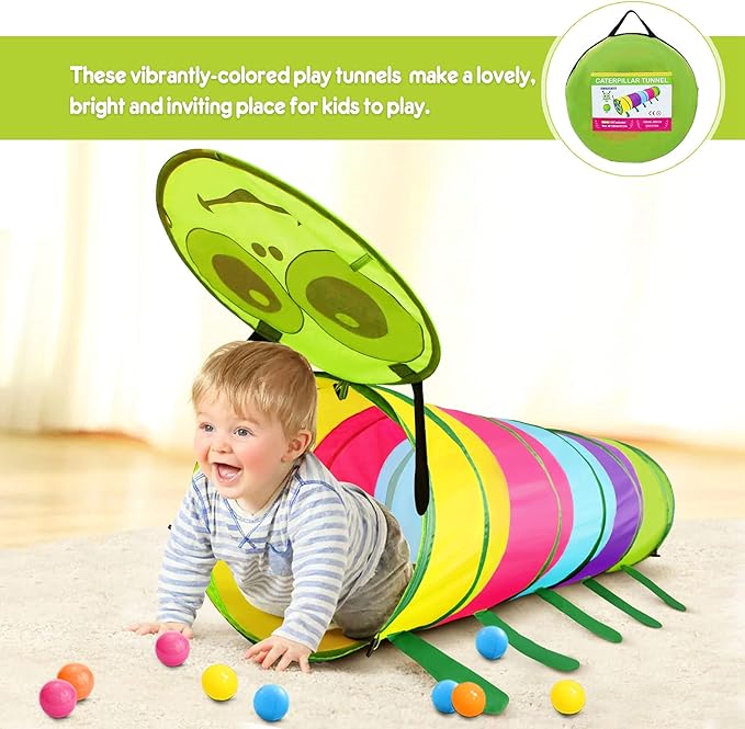 PigPigPen Kids Tunnel for Toddlers,Pop Up Play Tunnel Tent for Babies or Dogs, Indoor & Outdoor Toys for Kids Backyard Playset. (Colorful Modeling Play Tent)