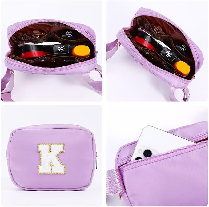 YOOLIFE Gifts for Girls - 5-16 Year Olds, Preppy Teen Girl Gifts, Purple Initial Crossbody Bag