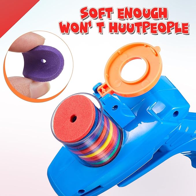 Sumind 4 Pcs Foam Disc Shooter Zip Shot Shooter Disc Launcher (Orange,Green,Red,Blue)