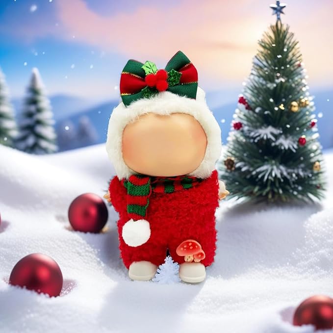 Doll Outfit Clothes Set for 17cm Dolls, Cute Dolls Accessories, Premium Fashion Hat Overalls Sweater Bag Dress Jumpsuit, Christmas Set, NO Doll.(Christmas D11)