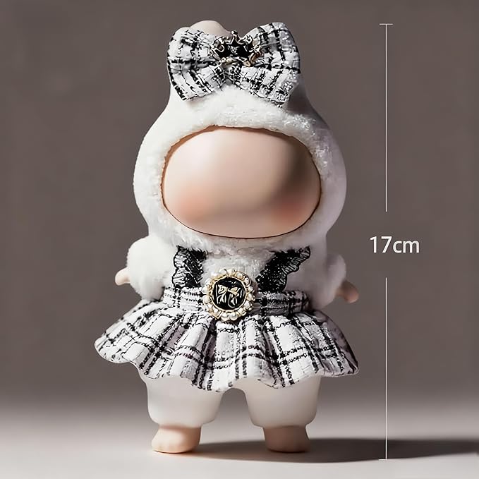 Clothes for LABUBU 17cm Doll (NO Doll), Outfit for LABUBU, Dress and Hairpin Set for LABUBU Dress Up, Fashion and Premium Dolls Accessories for LABUBU (Style A)
