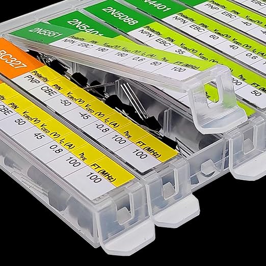 EEEEE 30 Kinds 1020pcs Assorted Type General Purpose TO92 Transistors PNP NPN Bipolar Power Transistor Assortment Kit with Individual Compartment