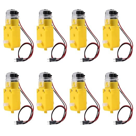 8PCS DC Electric Gear Motor TT DC 3V-6V Prewired Gear Motor Dual Shaft Intelligent Car Chassis with 2Pin Male Connector Wire 1:48 for Arduino Smart RC Car Robot Toys DIY Kit