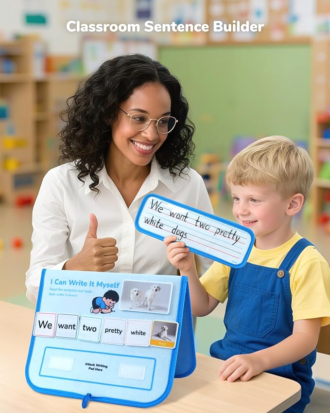 CHEFAN 165 PCS Sentence Building for Kids, Speech Therapy Materials with Writing Board, Sentence Building Games for Special Education, Reading & Language Development