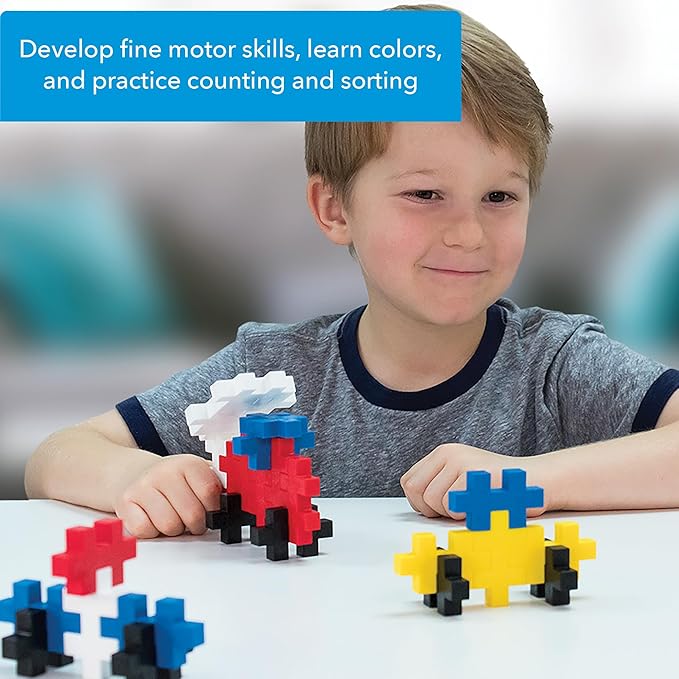 PLUS PLUS BIG - Open Play Set - 100 Piece - Basic Color Mix, Construction Building Stem Toy, Interlocking Large Puzzle Blocks for Toddlers and Preschool